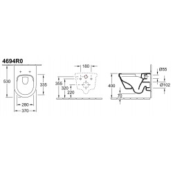 Architectura Washdown toilet, rimless, wall-mounted, Alpine white, invisible fixings (4694R001)  Architectura Washdown toilet, rimless, wall-mounted, Alpine white, invisible fixings (4694R001)