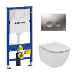Geberit duofix UP100 toilet set + Ideal Standard Tesi Aquablade bowl + Delta21 matt chrome flush plate (UP100-AQUACM)