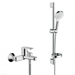 Hansgrohe Crometta Set bath/shower mixer + 65cm bar + 2 spray hand shower + hose, Chrome (71440000-Crometta2)