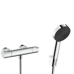 Hansgrohe Ecostat set Thermostatic shower mixer+3 jets Hand shower XXL 105mm + Shower hose 125cm, Chrome (13211000-Pulsify)