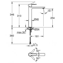 Grohe Lineare New Single lever Basin mixer 1/2" XL-Size, Supersteel (23405DC1)