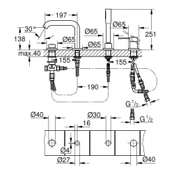 Essence 4-hole Single-lever bath combination, assembly with or without frame, Brushed Hard Graphite (19578AL1)  Essence 4-hole Single-lever bath combination, assembly with or without frame, Brushed Hard Graphite (19578AL1)