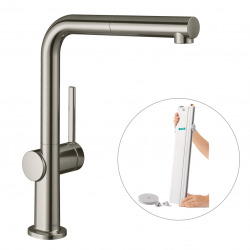 Hansgrohe Talis M54 Single lever kitchen mixer 270 with 1spray pull-out hand shower and sBox, Stainless steel (72809800)