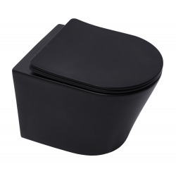 Geberit Toilet Pack Duofix Frame + Matt Black Infinitio Toilet w/Soft-Close Seat + Delta 50 Black Flush Plate (BlackInfinitioGeb-7)