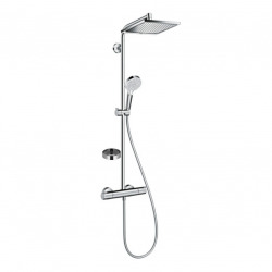 Hansgrohe Shower column with thermostatic mixer + XXL 240 head shower + 2 jet hand shower + Soap dish (27271000-Casetta)