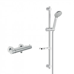 Nobili Tago set Thermostatic mixer + 3 jet hand shower + Adjustable shower rail max 66cm + Removable soap dish, Chrome (TG85330CR-SET)