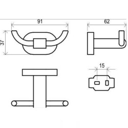 Ravak Chrome Bathroom double hook, Chrome finish (X07P186)