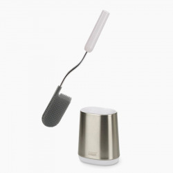 Joseph Joseph Flex™ Lite Steel Anti-drip toilet brush with compact stainless steel anti-fingerprint holder, Grey (70561)