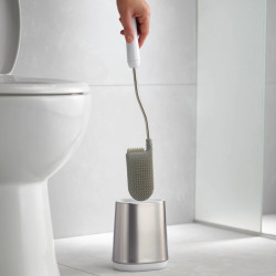 Joseph Joseph Flex™ Lite Steel Anti-drip toilet brush with compact stainless steel anti-fingerprint holder, Grey (70561)