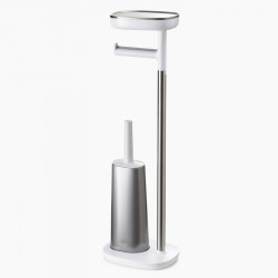 Joseph Joseph EasyStore™ Plus Freestanding toilet paper holder with Flex™ steel toilet brush, Stainless Steel (70519)