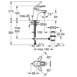  Eurostyle Single lever basin mixer 1/2" S-Size with automatic emptying, Chrome (23564003)