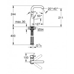  Essence Set of 2 single lever basin mixers, 1/2" size L (23541001-DUO)