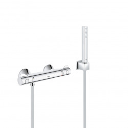 Grohe Shower set Grohtherm thermostatic mixer + 1-jet stick hand shower, wall bracket, flexible hose, Chrome (34558000-CUBESTICK)