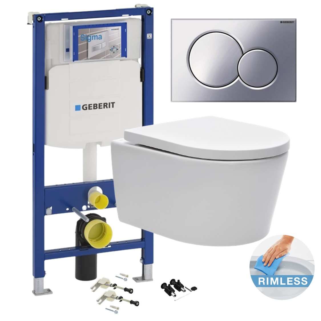 Geberit Toilet set support frame with SATrimless bowl, invisible