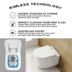 Grohe Perfect toilet set Rapid SL+ SATrimless toilet bowl, invisible fixings + Chrome skate plate (SatRimlessPerfect)