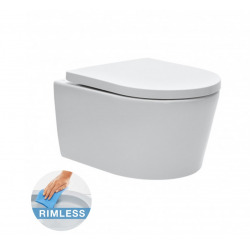 Toilet Frame + Swiss Aqua Technologies toilet without rim and invisible fixings + Chrome plate (ViConnectSATrimless-1)