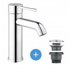 Grohe Essence - washbasin mixer set size S + click clack waste for washbasin with overflow (23590001-CLICCLAC)