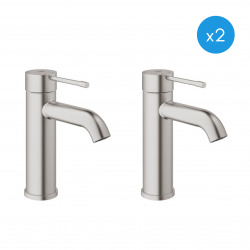 Grohe ESSENCE NEW - Set of 2 single lever basin mixers Size S, SuperSteel (23590DC1-DUO)
