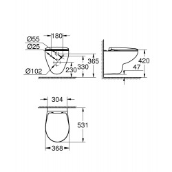 Geberit UP100 Frame + Delta50 plate + Grohe Bau Ceramic Rimless bowl + softclose seat (BAUGEB1)