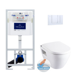 Villeroy & Boch Toilet set Viconnect frame + Serel SM26 rimless bowl + soft close seat + chrome flush plate (ViConnectSM26-1)