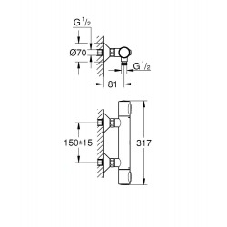 Precision Flow Thermostatic shower mixer, SafeStop, Chrome (34840000)  Precision Flow Thermostatic shower mixer, SafeStop, Chrome (34840000)