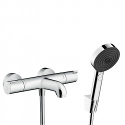 Hansgrohe Ecostat Set Thermostatic bath/shower mixer + Hand shower 105mm 3 jets + Shower hose 125cm + Wall holder, Chrome