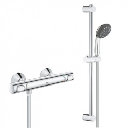 Grohe Precision Flow Thermostatic shower mixer + Hand shower set, Shower rail 600mm, Flexible hose 1750mm, Chrome