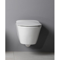 Lucco Avva Rimless wall hung toilet with soft close seat, White (Avvarimless)