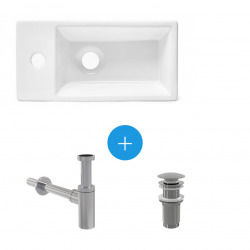 Swiss Aqua Technologies Suspended washbasin set with tap hole, 40.5x20.5 + clic-clac waste + siphon (SATBRE4020SL-SET) :