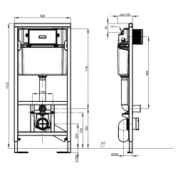  Toilet set support frame + Bau rimless bowl + Toilet seat + White flush plate (ViConnectBauClassic-2)
