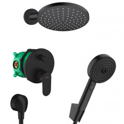 Hansgrohe Vernis Blend Pulsify All-in-one shower set with overhead shower 205 XXL + 3 spray hand shower, Matt black (VERNISPULNM2)