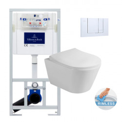 Villeroy & Boch Toilet set Viconnect Pro frame + Avva rimless WC + Softclose Seat + Chrome flush Plate (ViConnectAvva-1)