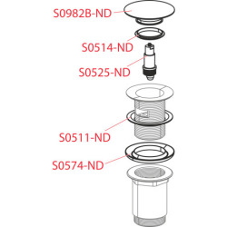 Alca Basin drain clic-clac 5/4 " With overflow, Gun brushed metal (A392-GM-B)