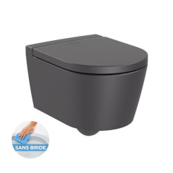 Roca Inspira Set Compact wall mounted rimless toilet bowl  + soft close seat, Onyx (SetInspiraOnyx)