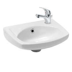  Siko hand basin with overflow, 35x28 cm + Jika Talas mixer (Roca Group) with pull rod and drain, Chrome (EUR913H3111)