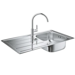Grohe Bau kitchen sink and tap bundle (31562SD1)