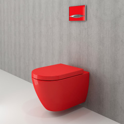 LIVEA Bello wall hung toilet bowl without rim + soft close seat, Gloss Red (RedBello)