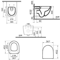 Villeroy & Boch Support frame + Sento SmoothFlush rimless toilet + Softclose seat + White two-touch plate (VICONNECTSENTO-2)