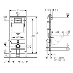 Geberit Toilet set Duofix Support frame 112cm + Vitra Normus wall-hung toilet + softclose seat + White plate (NormusGeb1)
