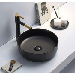Swiss Aqua Technologies Countertop washbasin set 39x39x12 cm without overflow + Infinitio matte black free-flow waste SetSATINF-noir