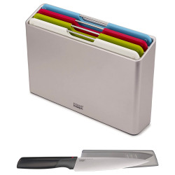 Joseph Joseph Set of 4 Folio™ cutting boards with chef&apos;s knife (98995)