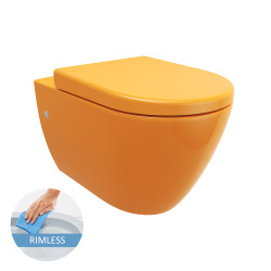 LIVEA Bello Wall hung toilet bowl without rim + soft-close seat, Mango (MangoBello)