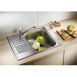  Set of 6 Sinks TIPO 45 S Mini in stainless steel 1 bowl + reversible drainer 60,5x50cm with manual drain (516524-GVP06)