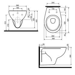 KOLO by Geberit Rekord Wall-hung toilet with flush 3/6L (K93100000)
