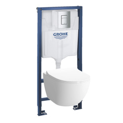  Toilet Set GROHE + VITRA SENTO RimEx Bowl with softclose seat + Grohe Chrome flush plate (GROHE-SENTOrimless)