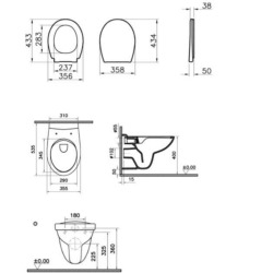  Normus wall-hung rimless toilet with softclose seat, White (7855-003-6169)