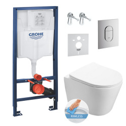 Grohe Toilet set Frame + SAT Infinitiorimless WC, invisible fixings + Flush plate + Soundproofing panel (ArenaInfinitio)
