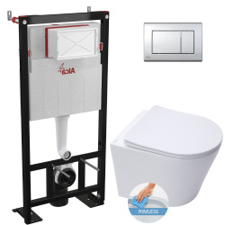 Alca Toilet set Self-supporting frame + Infinitiorimless WC + Softclose seat + Gloss chrome plate (AlcaInfinitio-M271)