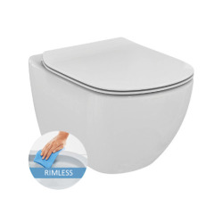 Geberit Toilet set Extra-flat frame UP720 + Ideal Standard Tesi Aquablade bowl + Softclose seat + White/Chrome flush plate (SLIM-Tesi-C)