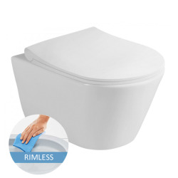 Geberit Duofix UP100 Toilet Frame + Lucco Avva rimless, Invisible fixings + Softclose seat + Plate (AVVAGEB2)
